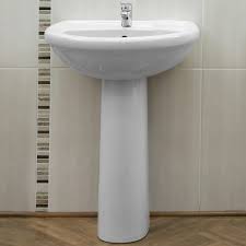 Fabia Ceramic Full Pedestal Wall Mount Wash Hand Basin 457x356mm