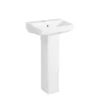 Fabia Ceramic Full Pedestal Wall Mount Wash Hand Basin 457x356mm