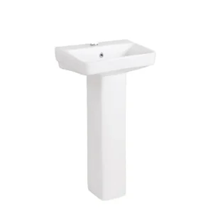 Fabia Ceramic Full Pedestal Wall Mount Wash Hand Basin 457x356mm