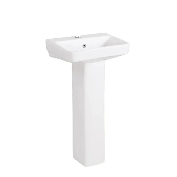 Fabia Ceramic Full Pedestal Wall Mount Wash Hand Basin 457x356mm